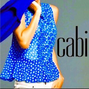 CAbi Electric Blue Pintuck Sleeveless Blouse, # 5530, Size XS